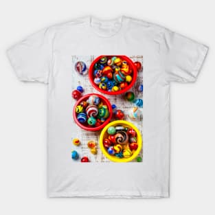 Colorful Glass Marbles In Bowls T-Shirt